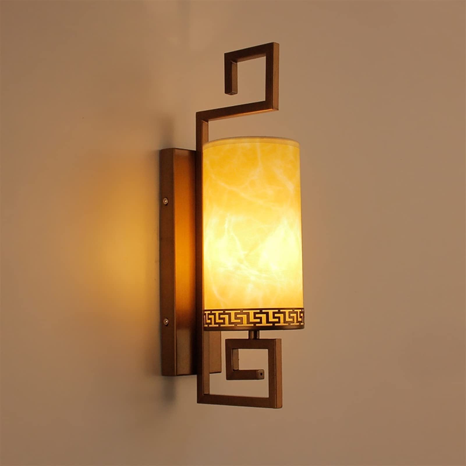 KBUUKYYXouy Wall Light Oriental Traditional Wall Sconces with Parchment Lampshade丨Zen Wall Wounted Lamps for Living Room, Bedroom Bedside, Hotel Decoration, Corridor Lighting (Black)(Brown)