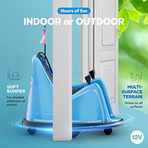 bumper buddy ride on electric car for kids amp toddlers 12v 2-speed ages 1 2 3 4 5 year old boys - remote control baby boy riding bumping toy gifts cars toys gift toddler 12-18 months age kid