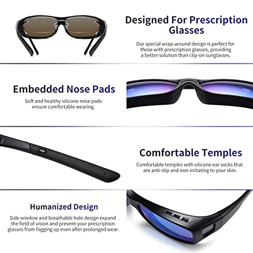 GEGURI Fit Over Glasses Sunglasses Polarized for Men & Women, Stylish Wrap Around Design Sun Glasses UV400 Protection4
