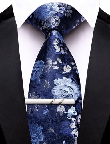 Image of Barry.Wang Mens 6 PCS Ties Silk Striped Paisley Check Floral Necktie Silky Woven Wedding Business Party Ties 3.34 inch