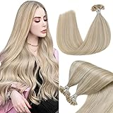 Hetto Extensions Echthaar Bonding Blond Haarverlangerung Utip Remy Echthaar Extensions Invisible Keratin Haar Extensions Gerade Aschblond mit Gebleichtes Blond 40 cm 50g