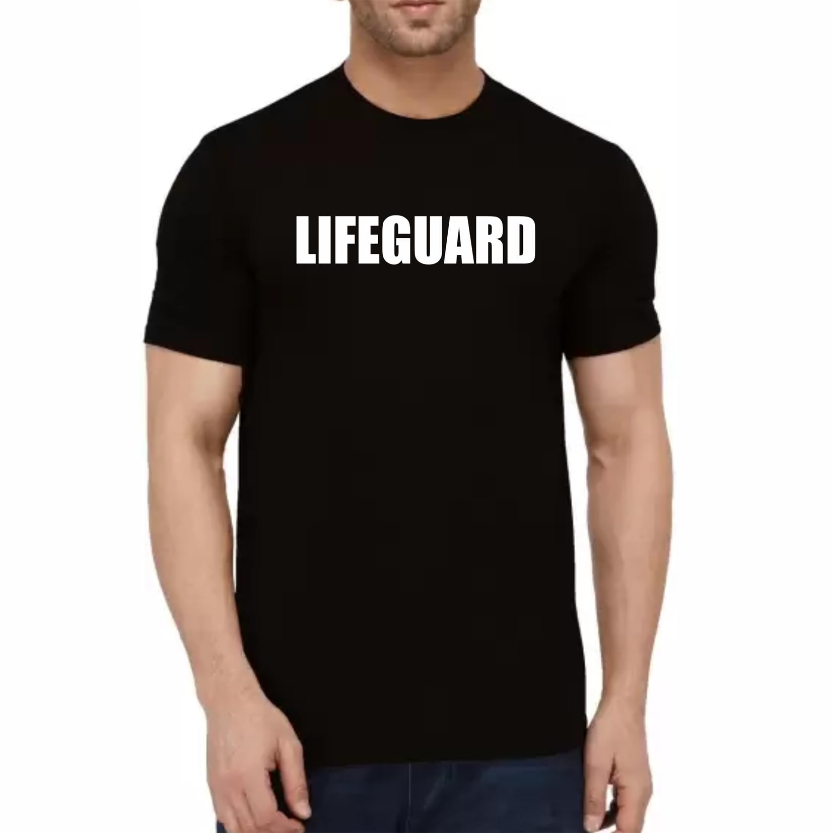 Printjas Lifeguard | Lifeguarding Uniform Costume T-Shirt for Event Staff, Concert, Unisex Tee Shirts 100% Cotton Men | Women T-Shirt Round Neck Regular Fit