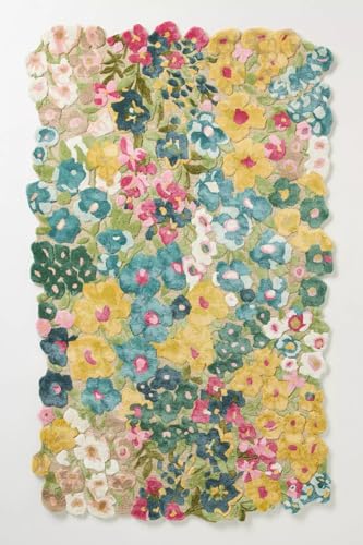 Tapete decorativo floral en mezcla de lana Cassia 91x61 cm