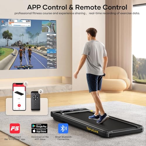 walking pad under desk treadmill for homeoffice with app amp remote control led touch screen small portable walking jogging running machine 300lbs capacity compact walking treadmills