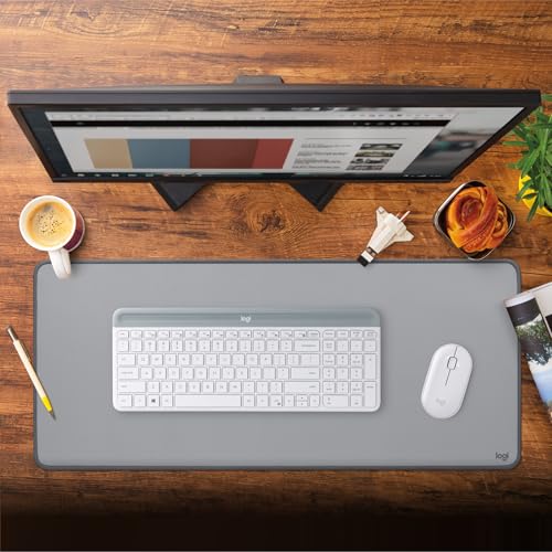 Logitech Desk Mat - Studio Series, Multifunzione, Tappetino per Mouse Esteso, Protezione Scrivania da Ufficio con Base in Gomma, Resistente ai Versamenti - Grigio - Afbeelding 3