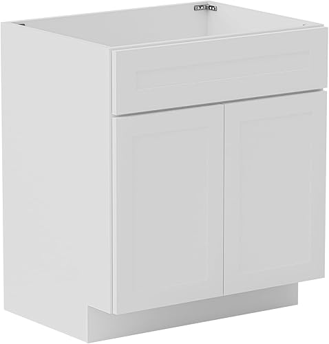 Tocador de baño de 30 pulgadas sin lavabo y parte superior sin ensamblar, gabinete de lavabo de baño no incluye asas, tocadores de baño de doble