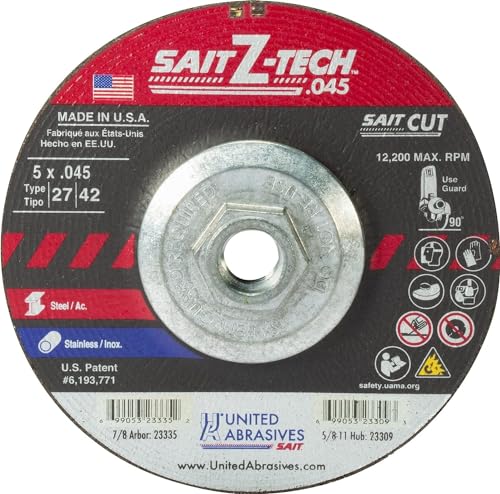United Abrasives SAIT 23309 5X.045x5/8-11 Z-Tech High Performance Cut-Off Wheels, 10 Pack