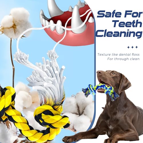 Image of SHARLOVY Dog Chew Toys for Aggressive Chewers | 5 Pack Indestructible Dog Toys for Large Breed, Cotton Rope Toys, Tough Bone Chew for Aggressive Chewers Large Breed