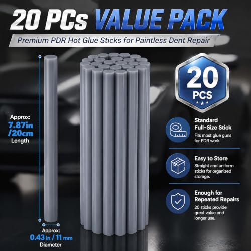 Image of CroBlissful 20 Pcs PDR Glue Sticks Hot Melt for Dent Repair,Gray