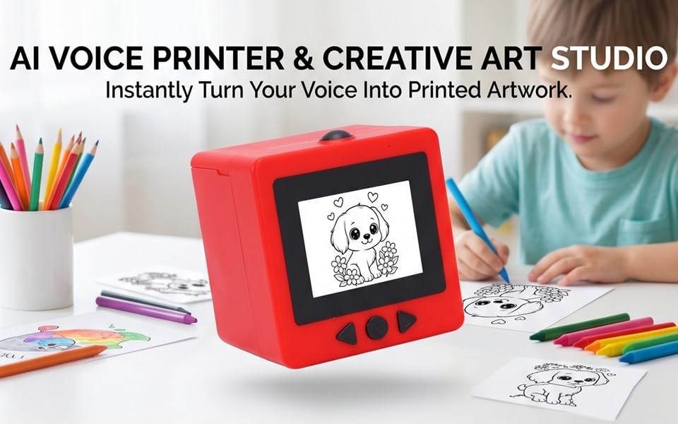 Image of Dpofirs Kids Voice Printer 2.4In HD | AIPowered Bluetooth WiFi Mini Thermal Printer for Creative DIY Graffiti Art & Multilingual Learning Tool