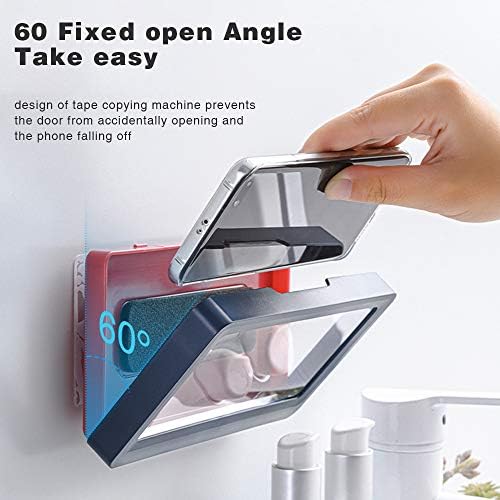 Bathroom Phone Case Waterproof Wall Mount Phone Holder Shower Phone Holder Glass Mirror Shower Mountable Sealing Storage Box Phone Shell for Hanging Phone Shelf for Toilet/Kitchen,Touch Screen (White)