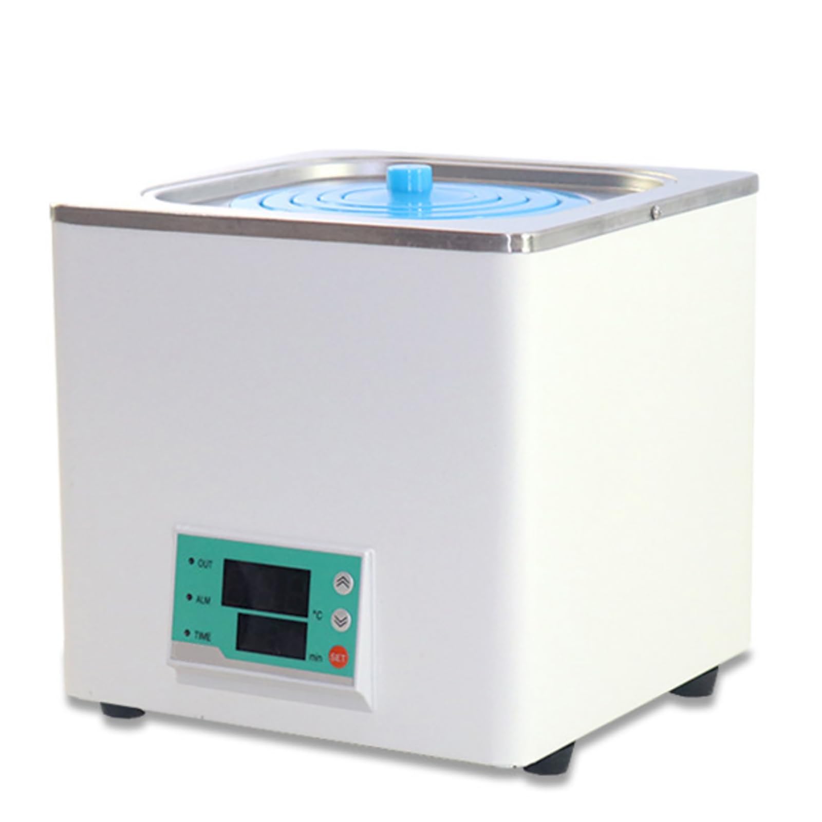 Calentador digital de baño de agua con temporizador y control de temperatura, forro de acero inoxidable y cubierta protectora, 3 L para uso en laboratorio, función anticombustión en seco