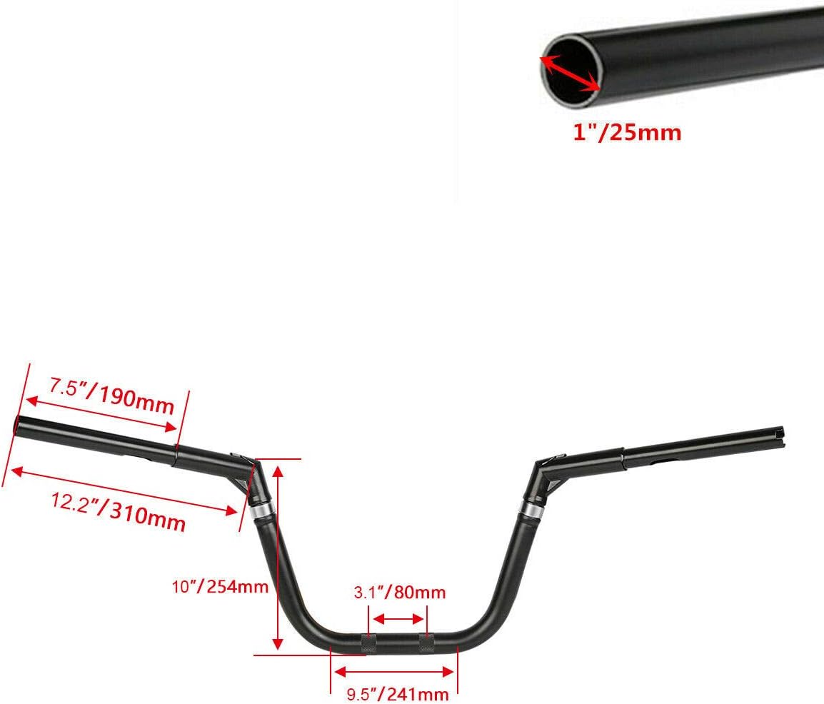Green-L Adjustable 10" Rise 1-1/4" Handlebar Bar Fit for Harley Heritage Softail Fatboy Night Train
