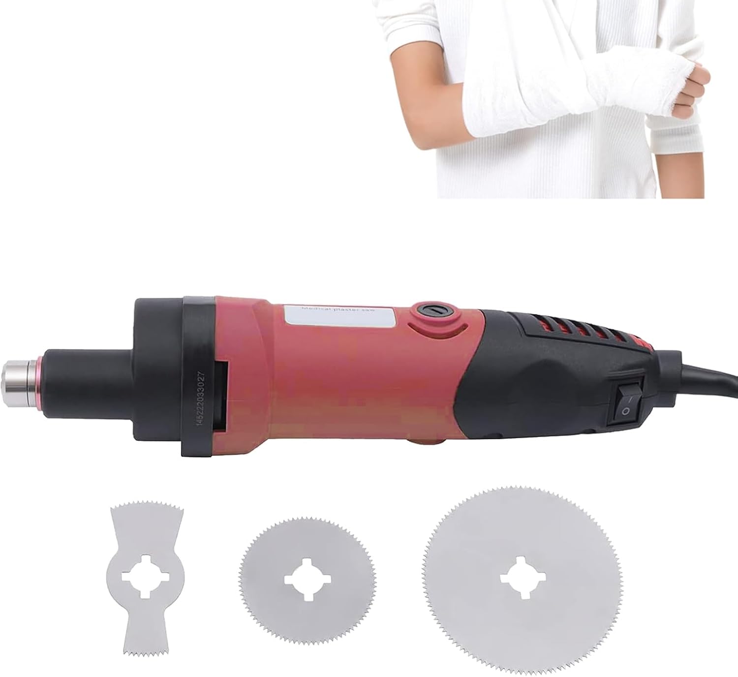 Electric Medical Plaster Cutter, Orthopedic Instruments Plaster Saw, Aluminum Alloy Orthopedic Cutting Saw, with 3 Different Blades, Cast Removal Tool (Red)