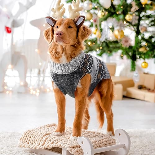 ABRRLO Dog Christmas Jumpers V neck Grey Puppy Cat Sweaters Cute Polar Bear Knitted Pet Clothes Xmas Costume Apparel for Small Medium Large Dogs(White Bear,XL) - Image 2