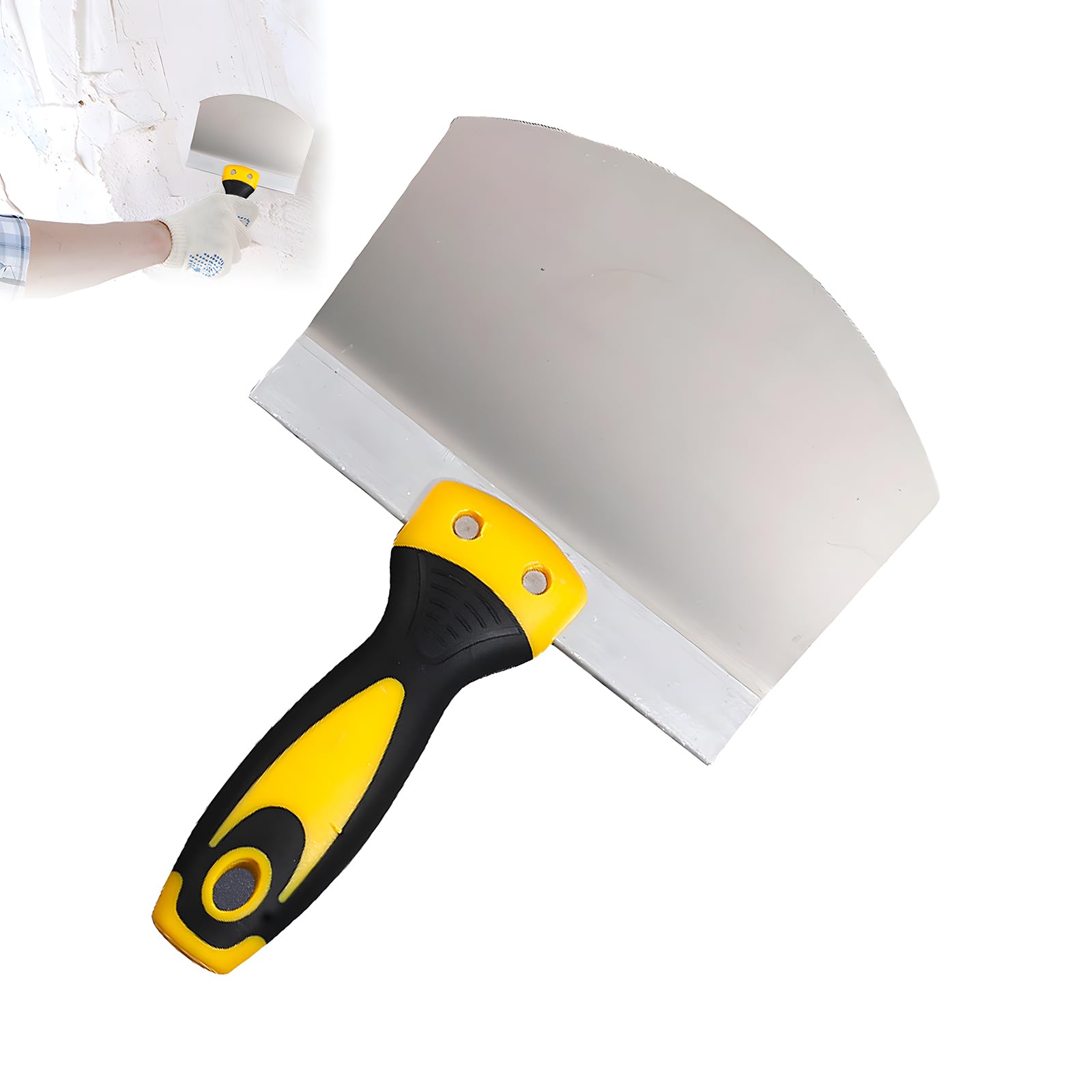 Spatola per Stucco, Spatola Stucco, Raschietti per Pareti Per Pavimenti e Pareti, Facile da Pulire la Carta da Parati e Riparare le Lacune, Acciaio Inox Spessore 0,9 mm, Resistente