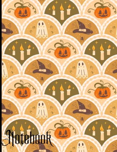 Halloween Notebook – Spooky & Fun Design with Pumpkins, Ghosts, Candles & Witch Hats | 120 Lined Pages | 8.5 x 11 inches