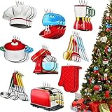 27 Pieces Chef Christmas Ornament Baking Ornaments Cooking Chef Ornament Christmas Tree Ornament Topper Decoration Xmas Decor Sets Baking Christmas Hanging Ornaments with Rope for Tree Baker Gift