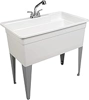 Mustee 28CF Big Tub Utilatub: King-Size 24x40 Utility Sink for Laundry, Pets & BBQ - Durable White Floor Tub