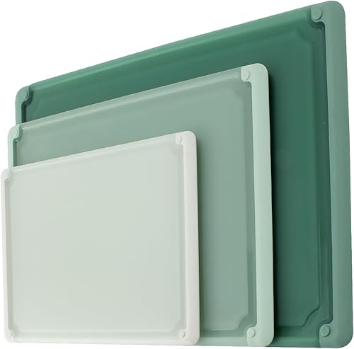 Tablas de cortar para cocina Juego de tablas de cortar de 3 piezas con ranuras para jugos, tablas de cortar extra grandes, tamaño jumbo, borde de