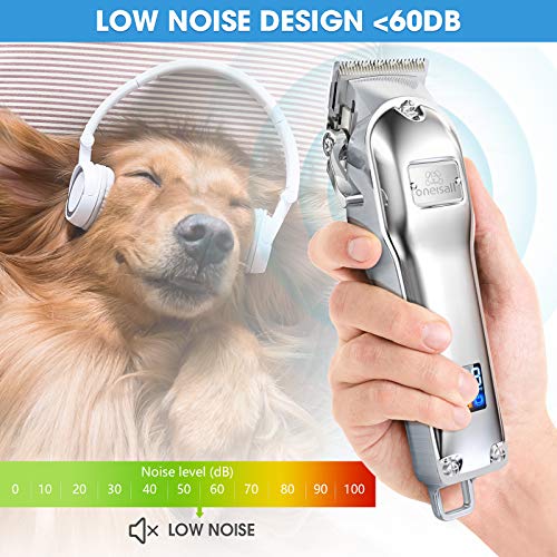 oneisall Dog Clippers for Grooming Professional Cordless Hair Shears Trimmers for Thick Coats,8 Guide Guards with Metal… - Image 3