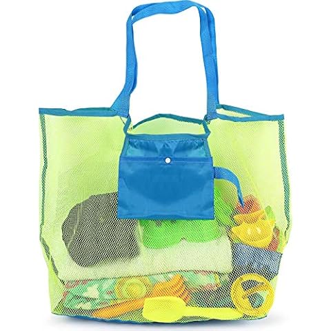 Click N' Play Unisex-Adult Colorful Lightweight Mesh Beach Bag with High Capacity for Multipurpose Storage of Toys Food and Towel, Yellow Cover