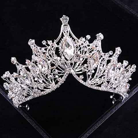 Handmade Crystal Crown Tiaras Headband Gems Rhinestone Princess Headpiece Bridal Tiara Bride Hairwear Hair Accessories for Girl&Women Birthday Wedding Prom Bridal Christmas Music Festival Party,Silver Cover