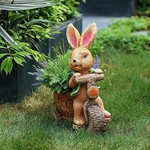 Unknown1 brown bunny on a bicycle mgo planter green farmhouse round  urban country home decor