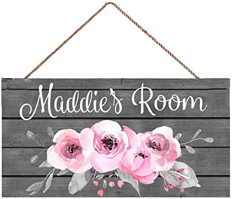 Miniatura 8 de Letrero personalizado para puerta, ramo floral morado, letrero para puerta, dormitorio, cuarto de bebé, placa de madera para colgar, decoración