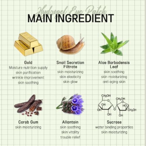 Gold & Snail Hydrogel Eye Patch 60 pcs - Hydrating Under-Eye Gel Patches with Snail Secretion Filtrate, Colloidal Gold and Collagen for Revitalizing Care, Korean Skincare - Image 4