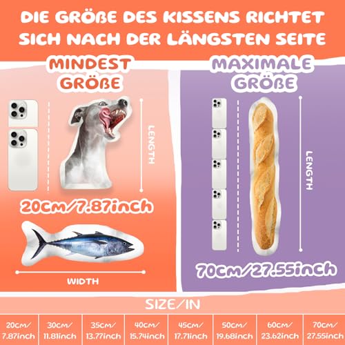 Bemaystar Personalisiertes Kissen mit Foto, Hunde- und Katzen-Form, personalisiertes Kissen, personalisiertes Geschenk, Haustier-Gedenkgeschenk für Familie und Freunde (eine Seite, 20 cm)