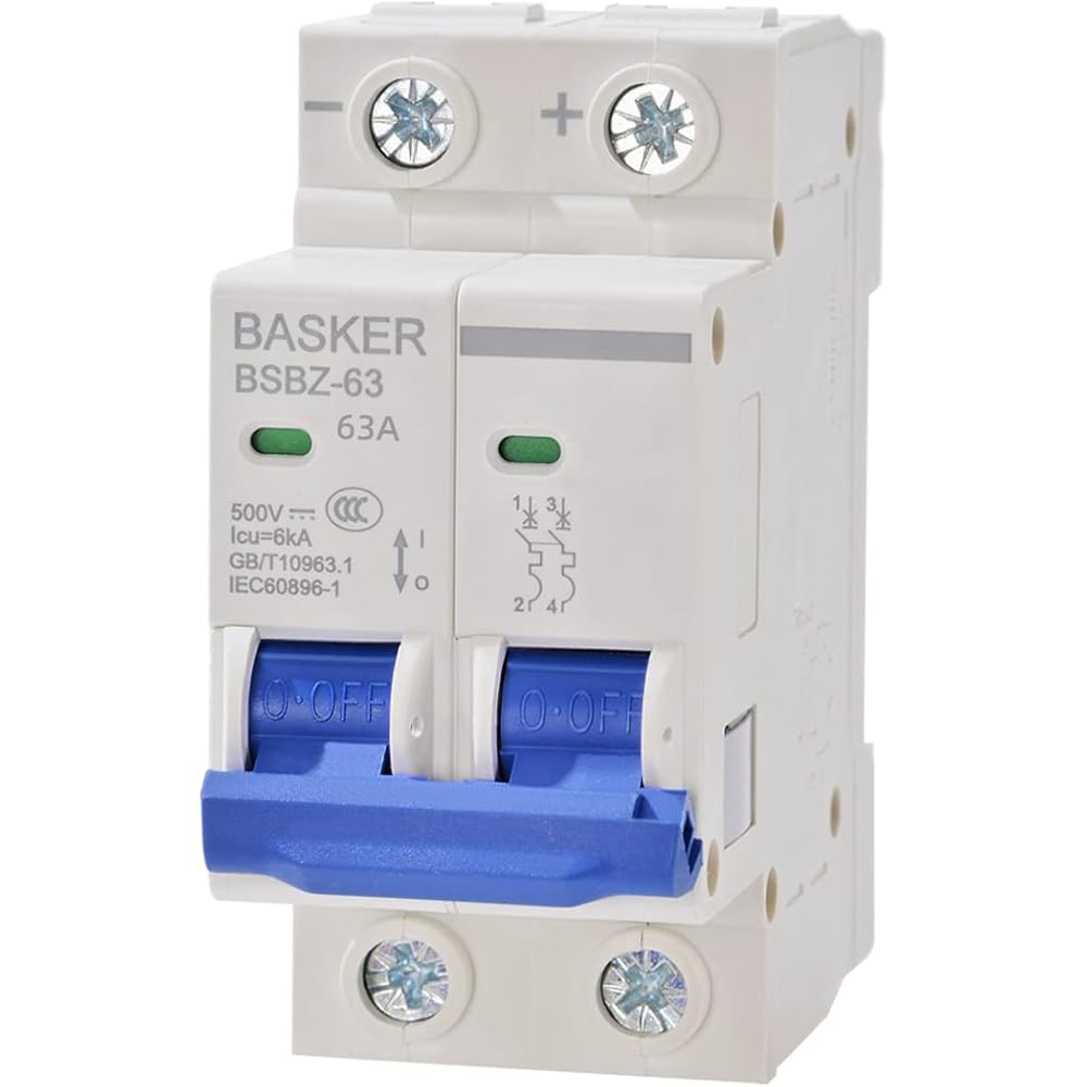 3/mo Finance BASKER 63 Amp 500V 2 Poles DC Circuit Breaker, Solar