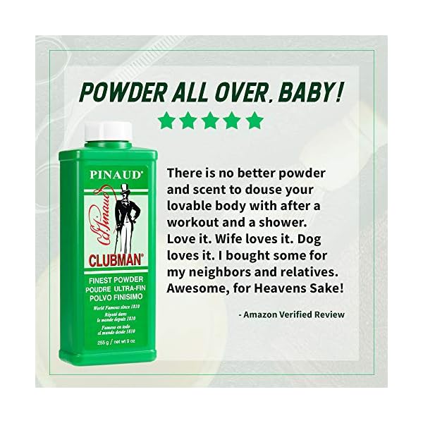 Pinaud-Clubman-Powder-9-oz-Pack-of-3 Clubman Pinaud Finest Powder, Classic White Powder for Men, Protection Against Sweat and Body Odor, 9 oz x 3 Packs