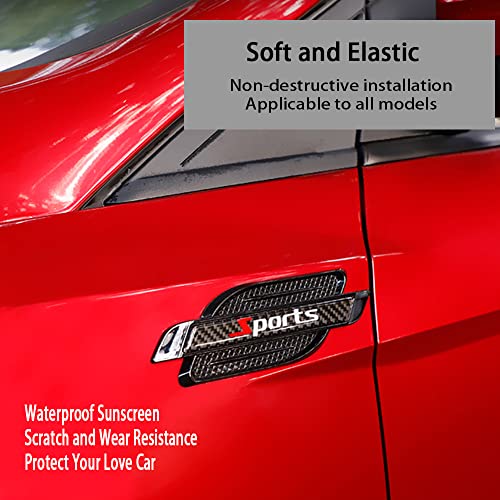 Image of Fender Side Vents Trim, Front Door Fender Protector Carbon Fiber Emblem Side Mark Stickers Decals Sports Decoration Lossless Installtion Accessories Sports Logo