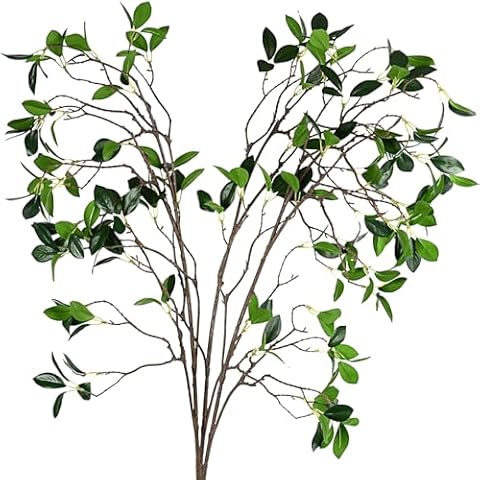 Antspirit 3pcs Faux Stems Artificial Branches for Vase Artificial Stems Artificial Greenery Stems Faux Green Stems Artificial Eucalytus Branches Fake Stems(42"/Each Branch) Cover