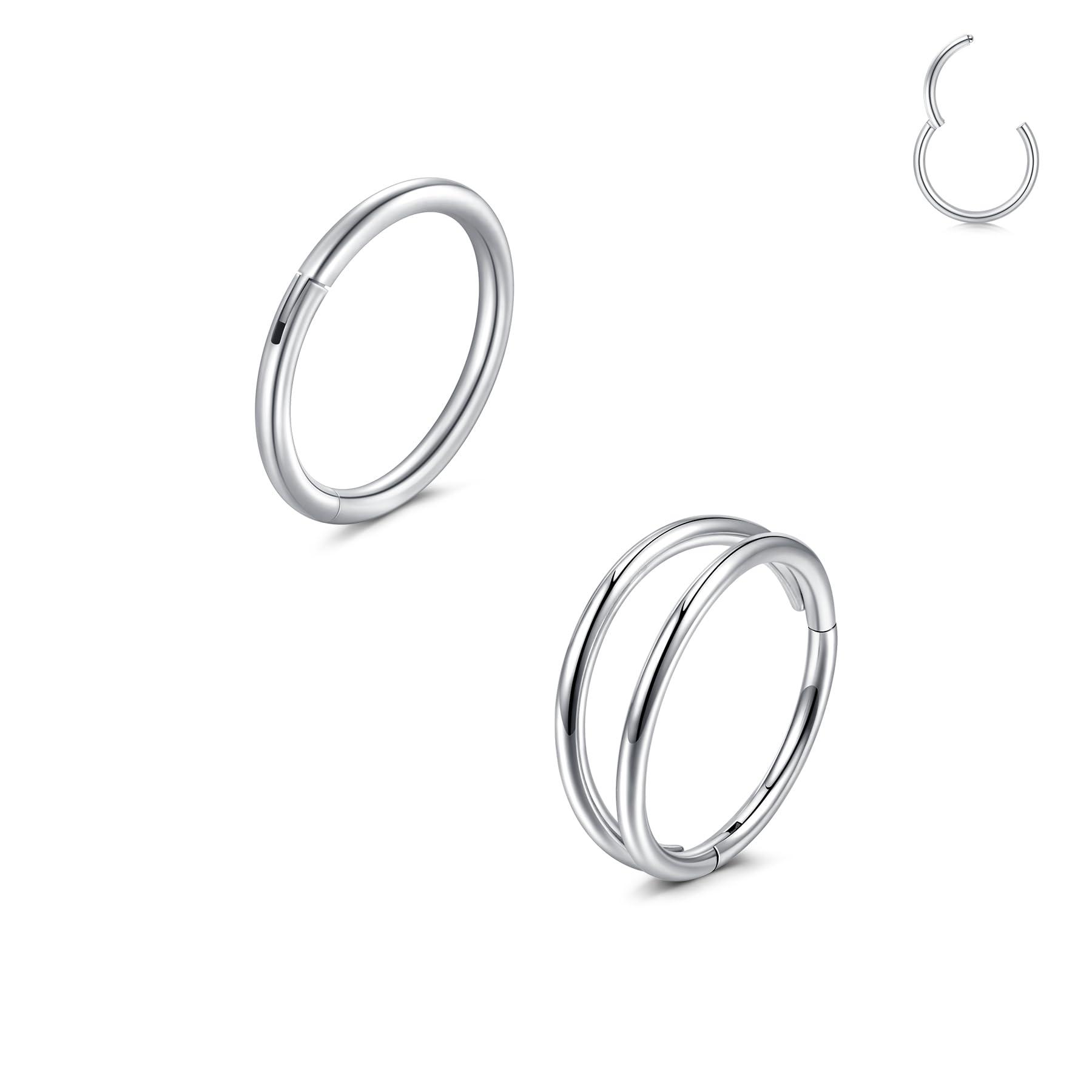 Borchie Vite Piercing Set Piercing Naso In Acciaio Chirurgico - 27 Pezzi Con Borchie E Anelli Piercing Orecchio - Foto 7