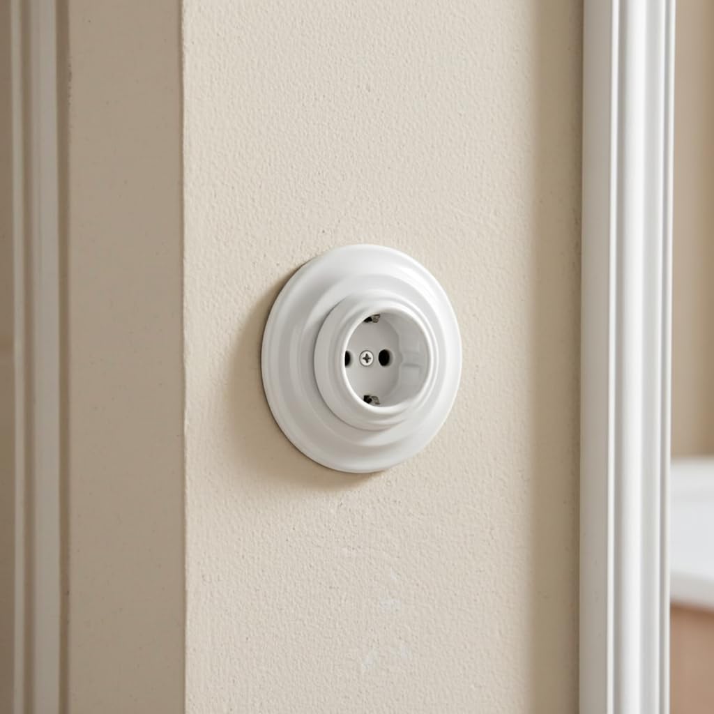Lightstock Lot de 3 prises encastrées rétro en porcelaine UP1-W3 (blanc)