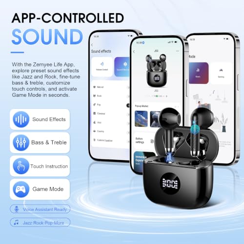 Image of Wireless Earbuds, Bluetooth 5.4 Ear Buds, 32 EQs via App, 6D Bass Stereo
