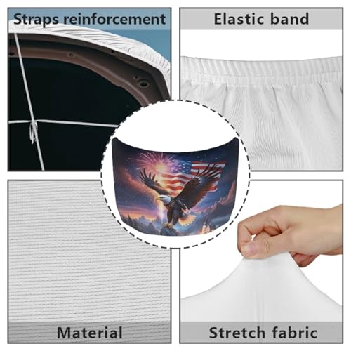 Image of Car Hood Cover, Car Hood Wrap Blankets Auto Banner Elastic Polyester Eagle and American Flag Automotive Accessories for Compact Cars Sedans SUV Trucks (59x39 Inch)