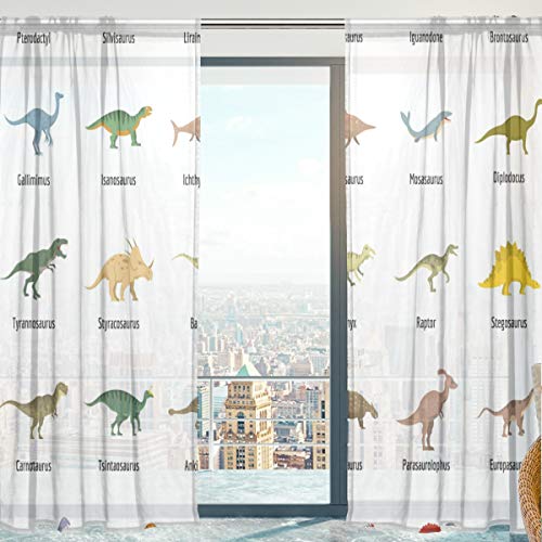 Mnsruu Cortinas de Gasa Transparente, Tipo Dinosaurio, Cortinas Transp