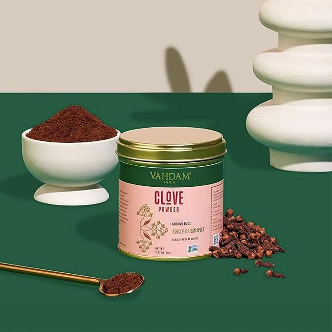 Miniatura 4 de VAHDAM, Polvo de clavo (2.47 oz70 g) sin gluten, sin OMG, polvo de clavo 100% crudo, sin gluten, clavo molido crudo de la India  Polvo de clavo para