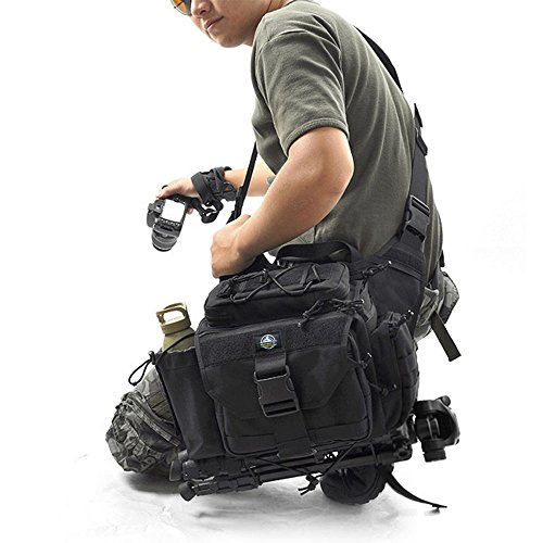 SHANGRI-LA Multi-functional Tactical Messenger Bag - Black - Thumbnail 5