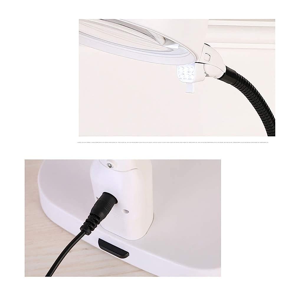 Lupe, mit Licht, Tischlupe, 6 LED-Leuchtlupe, großer Durchmesser für ältere Menschen, zum Lesen, Schweißen, Inspektion, Münzen, Schmuck, Erkundung, Mag/weiß (weiß) charitable