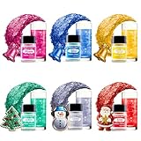 Paillettes Comestibles Set, 6 Couleurs Paillette Alimentaire Poudre avec 4 Couleurs de Col...