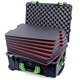 Pelican 1560 Black and Lime Green Case with Customizable Tool Foam Inserts.