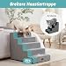 COZY KISS Hundetreppe für Kleine Hunde, 5 Stufen Breiter Haustiertreppe für Bett Couch Auto, 60cm Hoch Hochdichtem Schaumstoff Katzentreppe mit Abnehmbarem Bezug (Grau, 75x50x60cm, 5)