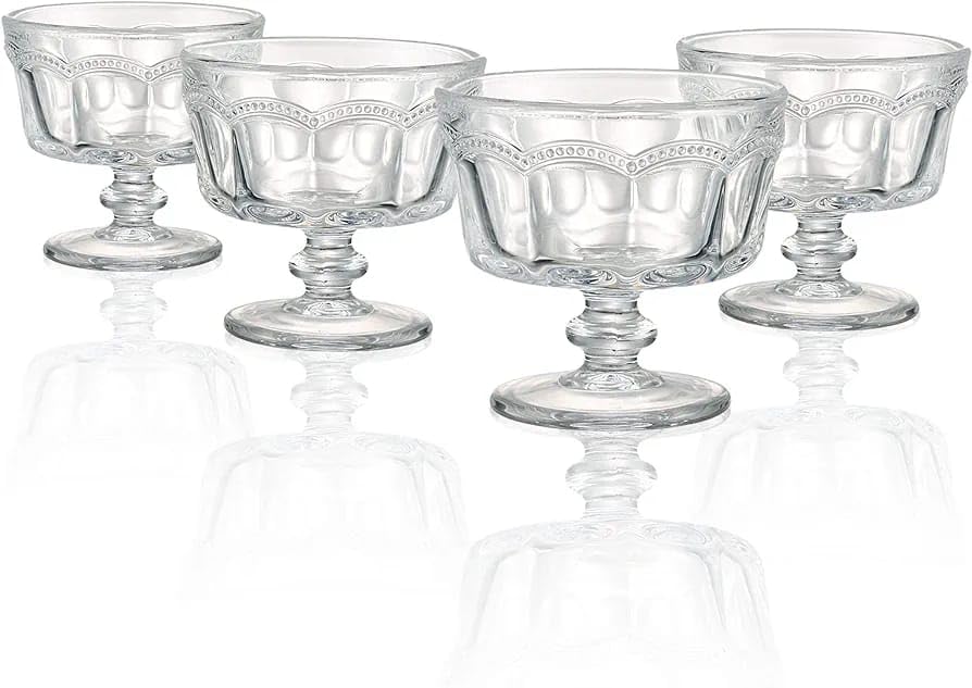 Red-Rubby Pearl Ridge Mini Coupe Dish (Set of 6), Glass
