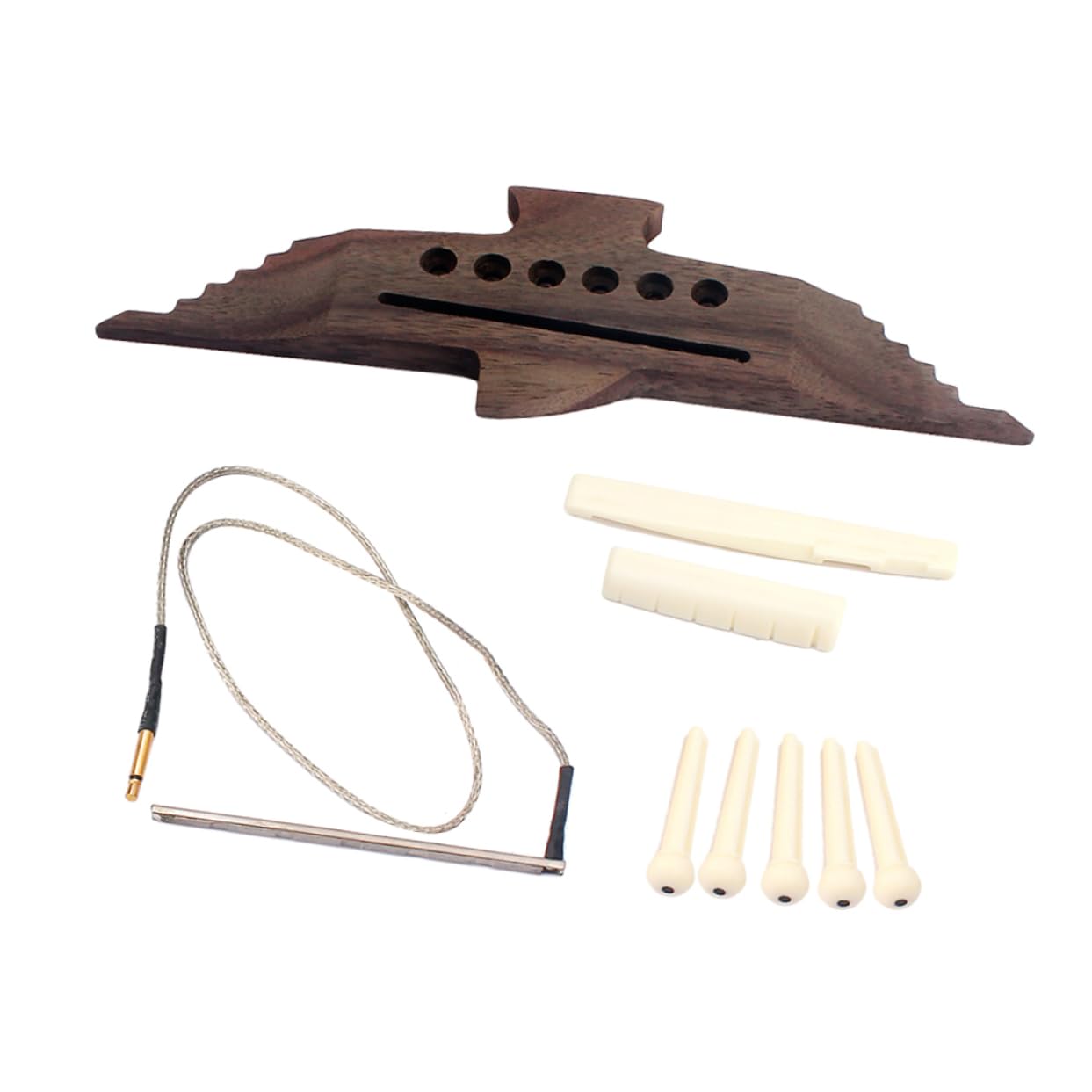 Yardwe 1 Set Folk Guitar Bridge with Wooden Saddle Nut and Pickup Stick Easy to Use Replacement for Acoustic Guitar Lightweight and Versatile for Enhanced Sound