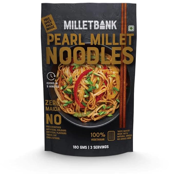 Millet Bank Pearl Millet Noodles Zero Maida, No Preservatives 180Grms