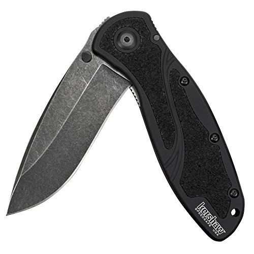 Kershaw Blur BlackWash Pocketknife, 3.4" Sandvik 14C28N Stainless Steel Recurved Blade, Assisted Thumb-Stud Opening EDC #1